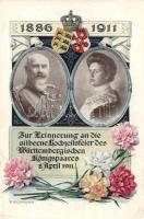 The Royal couple of Württemberg, 25th anniversary, litho s: P. Schnorr