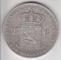 Hollandia 1848. 2-1/2G Ag &quot;II. Vilmos&quot; (24.73g) T:2-,3 Netherlands 1848. 2-1/2 Gulden Ag &quot;William II&quot; (24.73g) C:VF,F