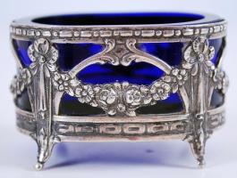 cca 1900 800-as tisztaságjelzéssel ellátott ezüst (Ag) fűszertartó pár kézzel készített, vastag falú...