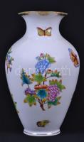 Kézzel festett sorszámozott Viktória mintás jelzett Herendi porcelán váza hibátlan állapotban / Handpainted numbered Herendi chinaware vase in flawless condition 24 cm