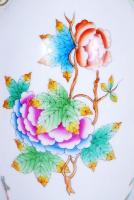 Kézzel festett sorszámozott Viktória mintás jelzett Herendi porcelán füles váza hibátlan állapotban/...