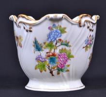 Kézzel festett sorszámozott Viktória mintás jelzett Herendi II.oszt. porcelán kaspó hibátlan állapotban/ Handpainted numbered Herendi chinaware vase in flawless condition d:18, m:15 cm