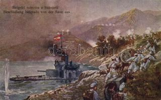 Military WWI the siege of Belgrade, artist signed