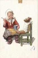 Little girl with teddy bear, B.K.W.I. 153-2. s: K. Feiertag