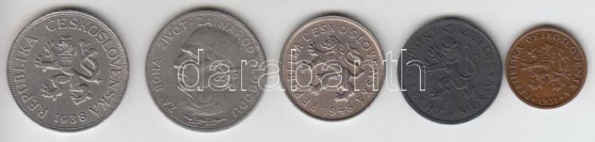 Csehszlovákia / 5db klf fémpénz T:vegyes
Czechoslovakia / 5 pieces of various coins C:mixed