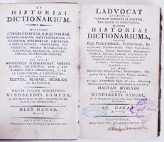 Mindszenti Sámuel: Ladvocat -- apáturnak... új historiai dictionariuma, mellyben a&#039; régi patriarcháknak, tsászároknak, királyoknak, fejedelmeknek, hadi vezéreknek... eggy szóval minden féle tudományban, mesterségben, allapatban híres embereknek életek, írásaik, munkájik le-irattatnak az 1790. esztendőtől fogva az 1800. esztendőig éltt  nevezetes személlyek&#039; életeknek hozzá-adásával ki-botsátotta Mindszenti Sámuel. VII. darab A-I. Pozsony 1808. Wéber Simon Péter. 287p. Korabeli, kissé megviselt papírkötésben