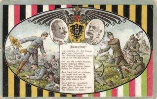 Battle cry, Franc Joseph and Wilhelm II, WWI, military propaganda (b)