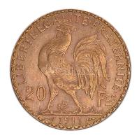 Franciaország/Modern Köztársaság 1911. 20Fr Au "Kakas" utánveret (6.47g/0.900) T:2 France/Modern Republic 1911. 20 Francs Au "Rooster" restrike (6.47g/0.900) C:XF