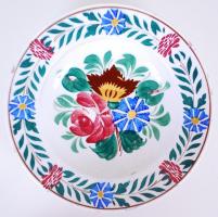 Kézzel festett Hollóházi kerámia dísztányér /  Folcloristic ceramic plate, d: 23cm