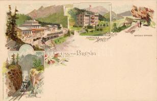 Brünig Litho mit Bahnhof