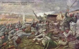 Onslaught of the Austro-Hungarian troops against Russian artillery, WWI