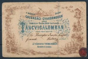 1846 Meghívó a magyaróvári gazdasági gyakornokok által tartandó táncvigadalomba