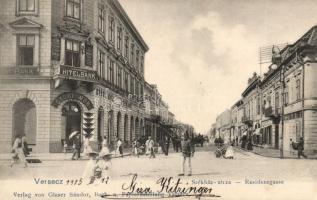 Versec Residence street, the shop of Mór Győri, bank