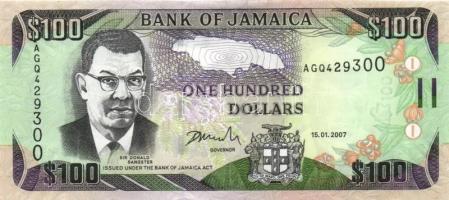 Jamaika 2007. 100$ T:II (hajtatlan) Jamaica 2007. 100 Dollars C:XF (unfolded)