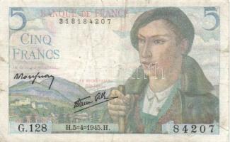 Franciaország 1943-1945. 5Fr (2x) T:III,III-
France 1943-1945. 5 Francs (2x) C:F,VG