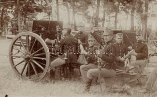 Hungarian soldiers with cannon, photo (small tear)