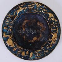 Réz gyertyatartó és tálka, m:17 cm, d:15 cm