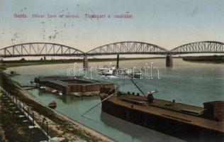 Zenta iron bridge, steamship