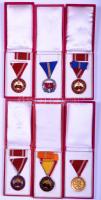 1964/1965. Szolgálati Érdemérem 10, 15 (4x) év után kitüntetések dísztokban + "A Haza Szolgálatáért" ezüst fokozat dísztokban T:1 összesen 6db