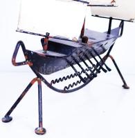 Háromárbocos hajó modell, festett fém, h:36 cm, m:45 cm