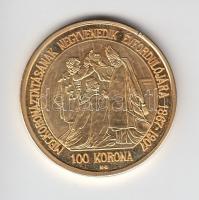 &quot;Magyar aranypénzek utánveretben - Ferenc József jubileumi 100 korona&quot; aranyozott Ag(0.999) emlékérem (5.5g) T:PP csak 2009db!