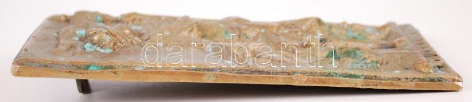 Cca 1900 Szent Flórián a tűzoltók védő szentje. Bronz, 17×9 cm