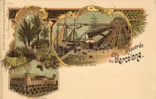 Barcelona mit Hafen Litho