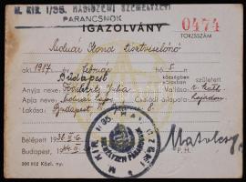 1938 Fényképes hadiüzemi igazolvány