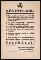 1940 Magyar Szociális Népmozgalom kisplakát