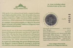 2005. 10Ft "József Attila" sorszámozott emléklapon T:1