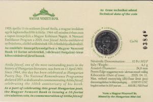 2005. 10Ft "József Attila" sorszámozott emléklapon T:1