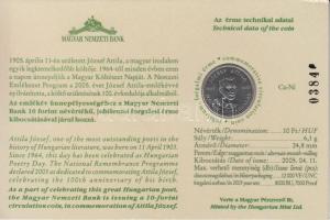 2005. 10Ft "József Attila" sorszámozott emléklapon T:1