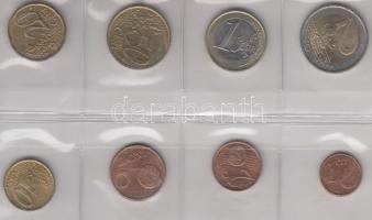 Görögország 2002. 1c-2 euro forgalmi sor T:1 Greece 2002. 1 cent - 2 Euro coin set C:Unc