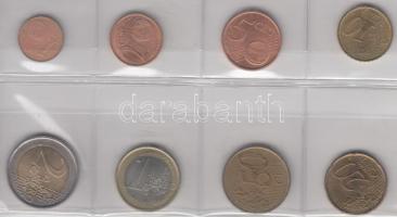 Portugália 2002. 1c-2&#8364; euro forgalmi sor T:1 Portugal 2002. 1 cent - 2 Euro coin set C:Unc