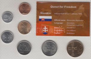 Szlovákia 1999-2007. 10h - 10K 7klf laminált szettben T:1 Slovakia 1999-2007. 1 halierov - 10 Korun 7 different in laminated set C:Unc