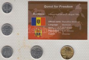 Moldova 2004-2008. 1B - 50B 5klf laminált szettben T:1 Moldova 2004-2008. 1 Bani - 50 Bani 5 different in laminated set C:Unc