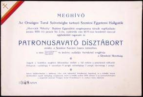 1939 Az Országos Turul Szövetség meghívója patrónusavató dísztáborba a rendezvény védnökeinek és szervezőinek névsorával