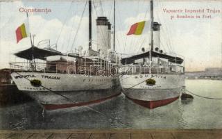 Constanta port, SS Imperatul Traian, SS Romania (Rb)