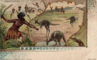 Australian natives and kangaroos, Nationalitäten series litho