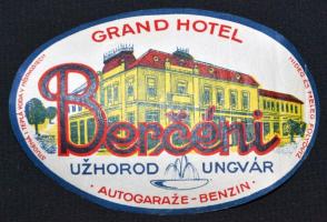 cca 1930 Ungvár Grand Hotel bőröndcímke