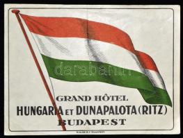 cca 1930 Budapest Grand Hotel bőröndcímke (hajtott)