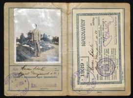 Havas László az Újpest labdarúgójának fényképes kultúr-igazolványa