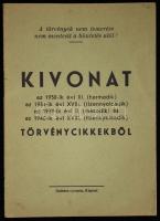 1940 Kivonat a háborúban alkalmazandó különleges törvényekből 16p.