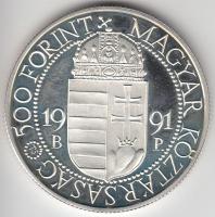 1991. 500Ft "II.János Pál pápa látogatása" dísztokban T:PP