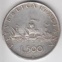 Olaszország 1959R. 500L Ag &quot;Kolumbusz hajója&quot; T:2- Italy 1959R 500 Lire Ag &quot;Columbus´ships&quot; C:VF