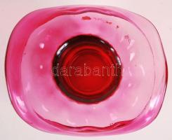 Rózsaszín, üveg gyertyatartó / 
Candle stick, 10,5x10x6cm