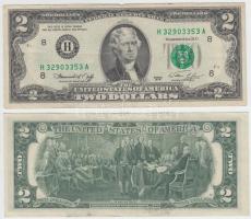 Amerikai Egyesült Államok 1976. 2$ (2x) B/H &quot;Thomas Jefferson&quot; T:II,III USA 1976. 2 Dollars (2x) B/H &quot;Thomas Jefferson&quot; C:XF,F