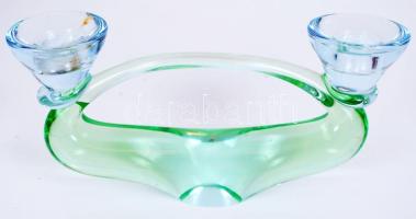 Kétágú gyertyatartó (apró sérüléssel) /  Two branched candlestick, 11x22x5,5cm