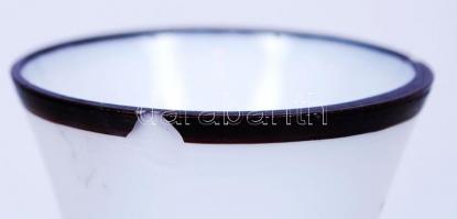 Kétrétegű, festett art deco üvegváza / 
Double layer painted art deco vase, 16cm