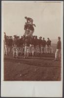 Hungarian soldier build human tower, photo